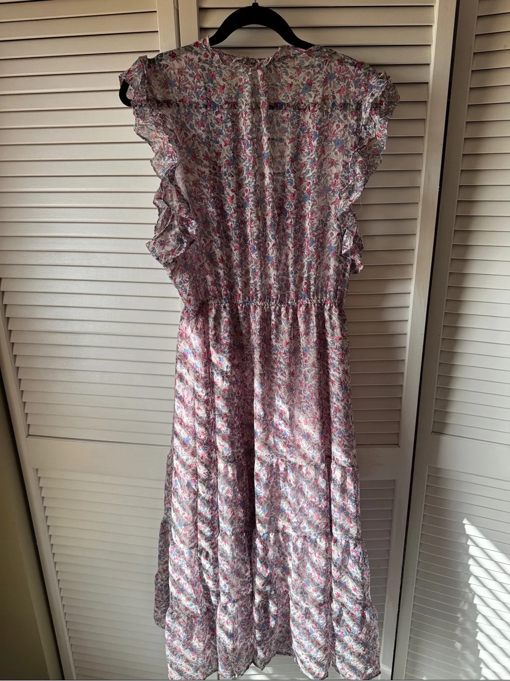BB Dakota Pink Floral Ruffle Midi Dress - Picture 4 of 5